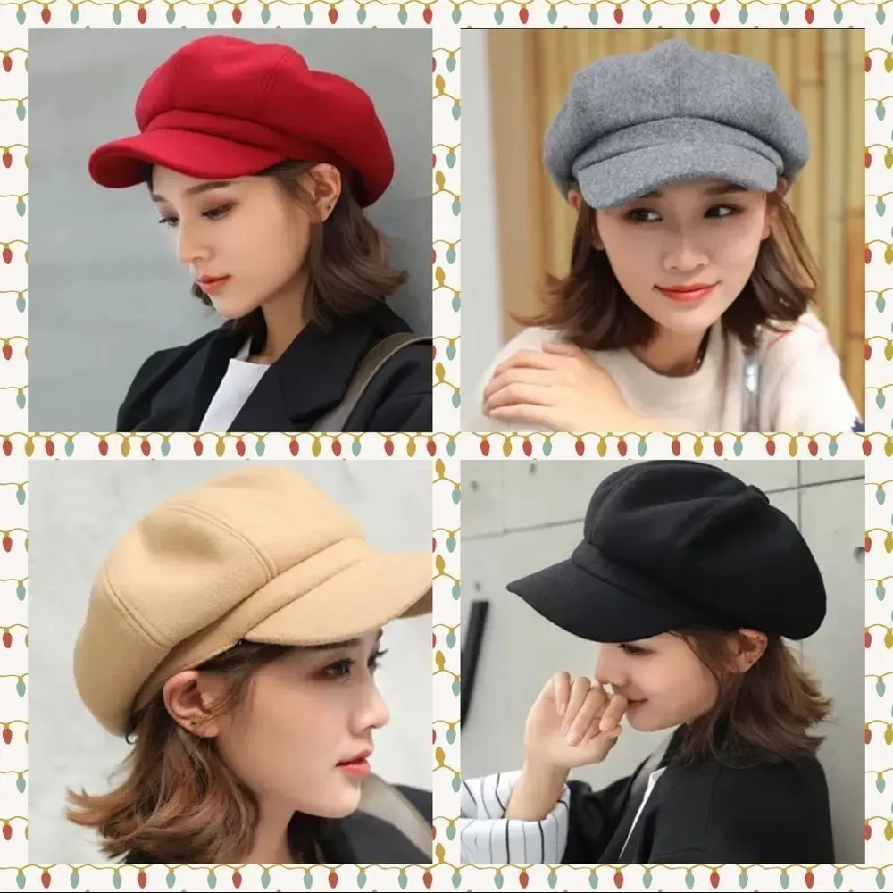 111 WINE RED WOOLEN NEWSBOY CAP NWT‎ FOR AUTUMN/WINTER